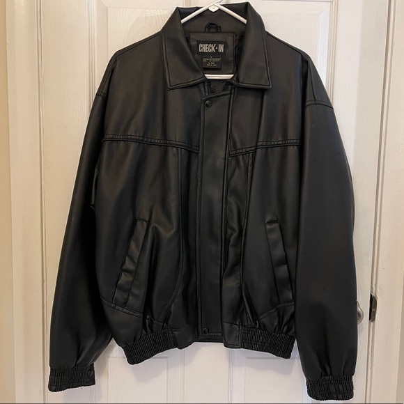 Check-In Men’s Black Vegan Leather Jacket - Picture 1 of 12